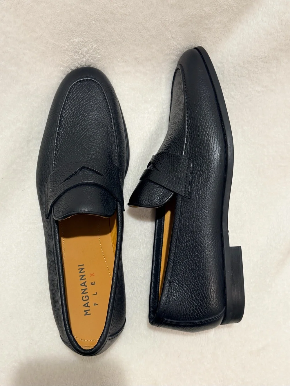 Magnanni Flex Black Pebbled Leather Penny Loafers EU 42 US 9 Italy CMB3004
